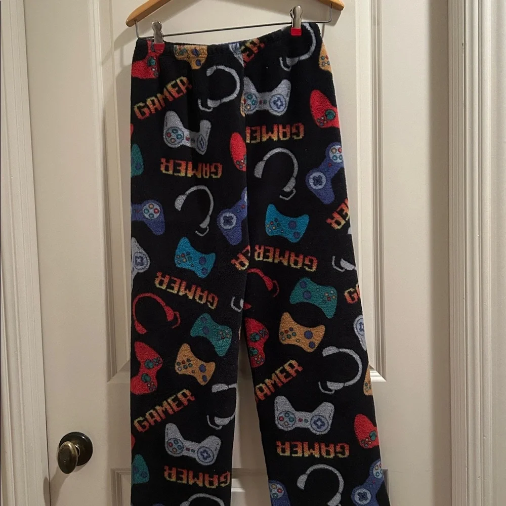 Made with Love and Kisses kids Gamer Plush fleece Pajama Lounge Pants Size 12-14